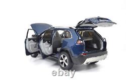 118 Jeep Cherokee 2019 SUV Blue Diecast Miniature Model Car Hobby Vehicle Toys