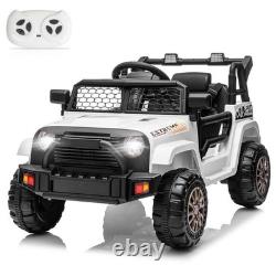 12V Battery Powered Kids Ride on Truck Car with Remote Electric Vehicles White