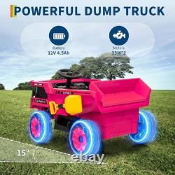 12V Kid Toy Car Electric Dump Bed Construction Vehicles with Remote Control Pink