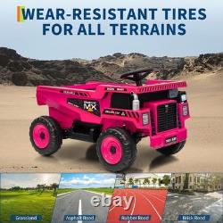 12V Kid Toy Car Electric Dump Bed Construction Vehicles with Remote Control Pink