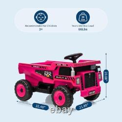12V Kid Toy Car Electric Dump Bed Construction Vehicles with Remote Control Pink