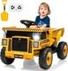 12v Kid Toy Car Electric Dump Bed Construction Vehicles With Remote Control Yellow