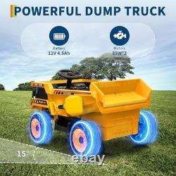 12V Kid Toy Car Electric Dump Bed Construction Vehicles with Remote Control Yellow