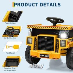 12V Kid Toy Car Electric Dump Bed Construction Vehicles with Remote Control Yellow