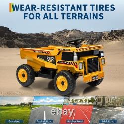 12V Kid Toy Car Electric Dump Bed Construction Vehicles with Remote Control Yellow