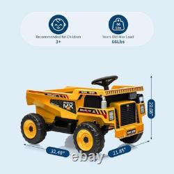 12V Kid Toy Car Electric Dump Bed Construction Vehicles with Remote Control Yellow