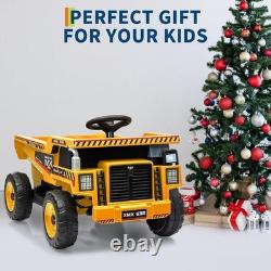 12V Kid Toy Car Electric Dump Bed Construction Vehicles with Remote Control Yellow