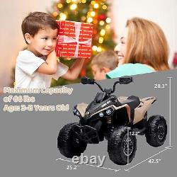12V Kids ATV Ride on Toy Car Bombardier BRP4 Wheeler Quad Electric Vehicle Khaki