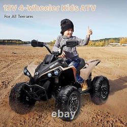 12V Kids ATV Ride on Toy Car Bombardier BRP4 Wheeler Quad Electric Vehicle Khaki