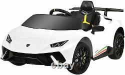12V Kids Electric Ride On Car Lamborghini Huracán Motorized Vehicles withRC White