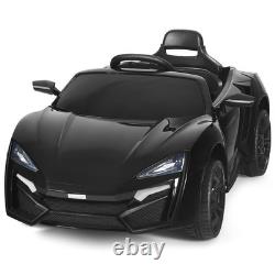 12V Kids Ride On Car 2.4G RC Electric Vehicle with Lights MP3 Openable Doors Black