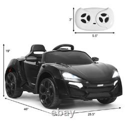 12V Kids Ride On Car 2.4G RC Electric Vehicle with Lights MP3 Openable Doors Black