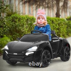 12V Kids Ride On Car 2.4G RC Electric Vehicle with Lights MP3 Openable Doors Black