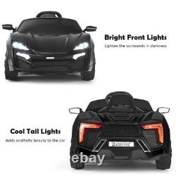 12V Kids Ride On Car 2.4G RC Electric Vehicle with Lights MP3 Openable Doors Black