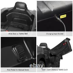 12V Kids Ride On Car 2.4G RC Electric Vehicle with Lights MP3 Openable Doors Black