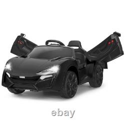 12V Kids Ride On Car 2.4G RC Electric Vehicle with Lights MP3 Openable Doors Black