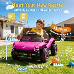 12V Kids Ride On Car Licensed Volkswagen Beetle Electric Vehicle Toy with Remote