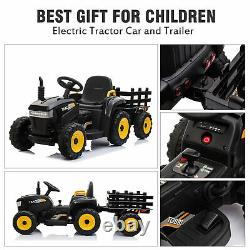 12V Kids Ride On Car Toy Tractor WithTrailer Powered Battery Vehicle Toy withMusic