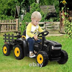 12V Kids Ride On Car Toy Tractor WithTrailer Powered Battery Vehicle Toy withMusic