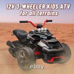 12V Kids Ride On Electric Car Toy 3 Wheeler ATV 66 LBS Car Vehicle Led Lights US