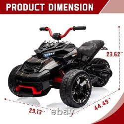 12V Kids Ride On Electric Car Toy 3 Wheeler ATV 66 LBS Car Vehicle Led Lights US