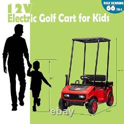 12V Kids Ride On Toy Golf Cart Electric Car Vehicle with Remote Control LED Red