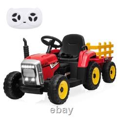 12V Kids Ride On Tractor Car with Trailer Electric Vehicle Toy with Remote Control