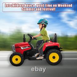 12V Kids Ride On Tractor Car with Trailer Electric Vehicle Toy with Remote Control