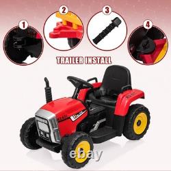 12V Kids Ride On Tractor Car with Trailer Electric Vehicle Toy with Remote Control