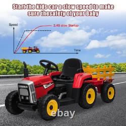 12V Kids Ride On Tractor Car with Trailer Electric Vehicle Toy with Remote Control