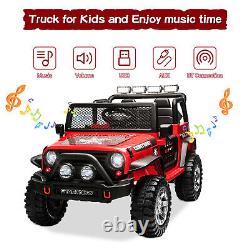 12V Kids Ride On Truck Jeep Electric Vehicle Toy Car withRemote Control Red