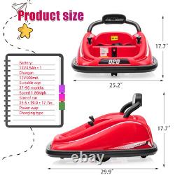 12V Kids Ride on Bumper Car 360° Spinning Electric Vehicle Toy withRemote Control