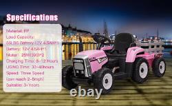12V Kids Ride on Car Tractor Vehicle Battery Powered with Remote Control Pink New