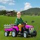 12v Kids Ride On Tractor Electric Car Vehicle Toy With Trailer Remote Control Pink