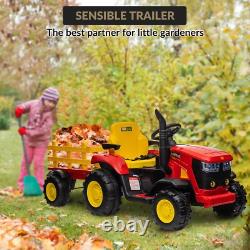 12V Kids Ride on Tractor Electric Car Vehicle Toy with Trailer Remote Control Red