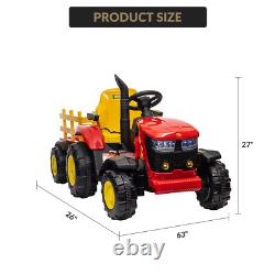 12V Kids Ride on Tractor Electric Car Vehicle Toy with Trailer Remote Control Red