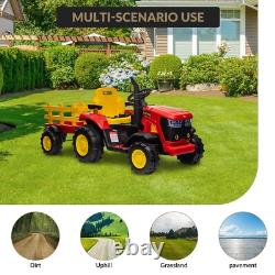 12V Kids Ride on Tractor Electric Car Vehicle Toy with Trailer Remote Control Red