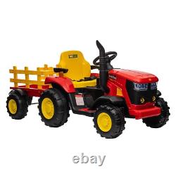12V Kids Ride on Tractor Electric Car Vehicle Toy with Trailer Remote Control Red