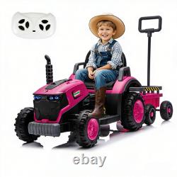 12V Kids Ride on Tractor Electric Car Vehicle Toy with Trailer Remote MP3 LED