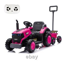 12V Kids Ride on Tractor Electric Car Vehicle Toy with Trailer Remote MP3 LED