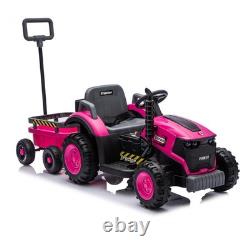 12V Kids Ride on Tractor Electric Car Vehicle Toy with Trailer Remote MP3 LED
