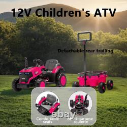 12V Kids Ride on Tractor Electric Car Vehicle Toy with Trailer Remote MP3 LED
