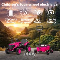 12V Kids Ride on Tractor Electric Car Vehicle Toy with Trailer Remote MP3 LED