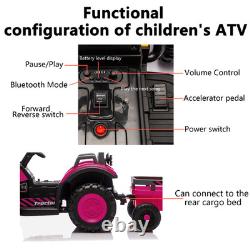 12V Kids Ride on Tractor Electric Car Vehicle Toy with Trailer Remote MP3 LED