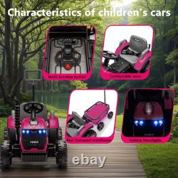 12V Kids Ride on Tractor Electric Car Vehicle Toy with Trailer Remote MP3 LED