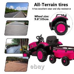 12V Kids Ride on Tractor Electric Car Vehicle Toy with Trailer Remote MP3 LED