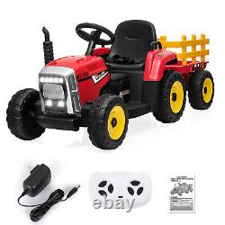 12V Kids Ride on Tractor with Trailer Remote Control 3-Gear-Shift Car Vehicle Toys