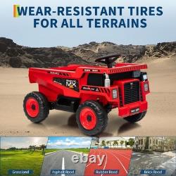 12V Kids Toy Car Electric Dump Bed Construction Vehicles with Remote Control Red