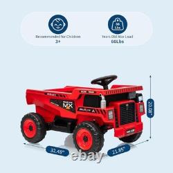 12V Kids Toy Car Electric Dump Bed Construction Vehicles with Remote Control Red