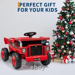12V Kids Toy Car Electric Dump Bed Construction Vehicles with Remote Control Red
